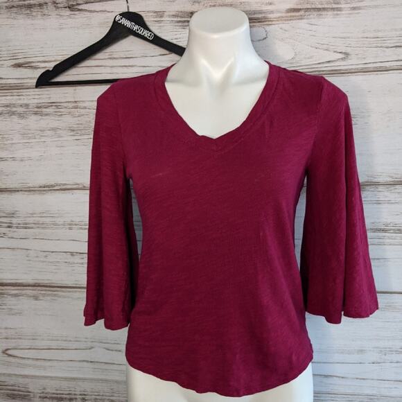 Meadow Rue Anthropologie Bell Fushia Top sz XS - Picture 1 of 8